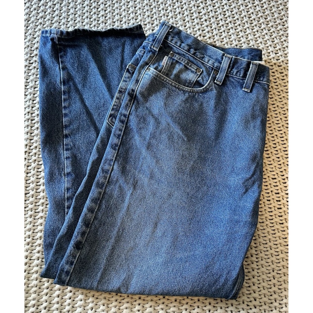 Mens Carhartt Jeans 46x32 B460 Relaxed Fit Blue Denim Jeans Outdoor Workwear